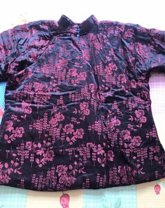 二手六七十年代老式女士纯手工缝制花棉袄偏襟绸缎影视道具旧老物