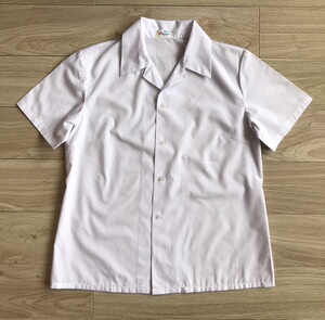 全新七八十年代老式女士夏季白色的确良古巴领短袖衬衫衣怀旧服装