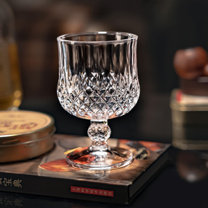 白兰地酒杯钻纹复古威士忌洋酒杯 欧式刻花玻璃果汁红葡萄甜酒杯