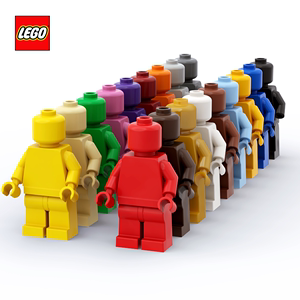 LEGO乐高 小颗粒纯素色人仔 黑白红棕橙深浅灰黄绿蓝紫珍珠金米肉