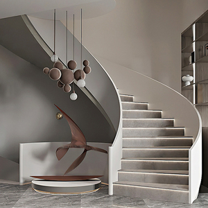 弗劳思丹定制馆淘宝上海实木红橡木楼梯扶手踏步板轻奢别墅旋转复式