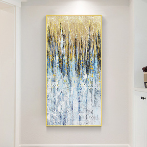 00嘉典旗舰店天猫抽象艺术手绘油画竖版长条挂画客厅极简走廊玄关