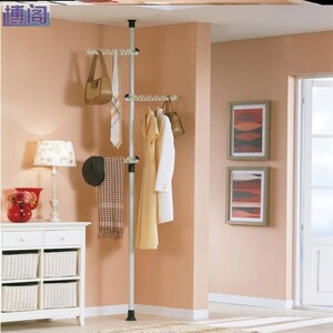 家用晾衣架凉衣架立体单杆室内杆式抖音挂包架置物架直立式超伸缩