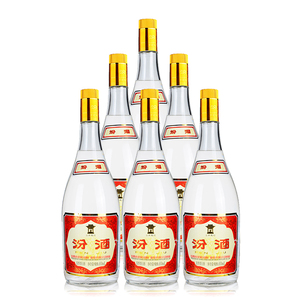 山西汾酒杏花村酒黄盖汾酒55度 玻璃瓶汾 清香型白酒950mlx6瓶装