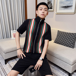 精神小伙衣服男条纹