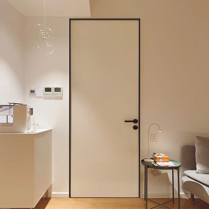 定制极简无框隐形门背景墙一体窄边框暗门铝木生平开门复合免漆门