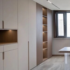 福人露水河实木颗粒板材全屋平开推拉门衣柜定制整体衣帽间定制