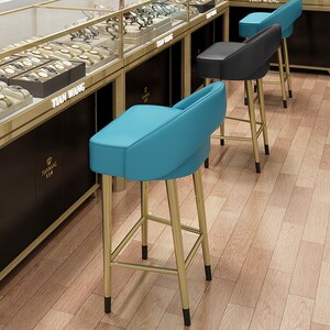 手表店椅前台椅收银台高脚凳靠背吧台椅酒吧凳现代简约珠宝店椅子