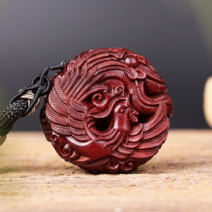 木之言印度小叶紫檀手工木雕龙凤呈祥手把件男士文玩挂件木质把件
