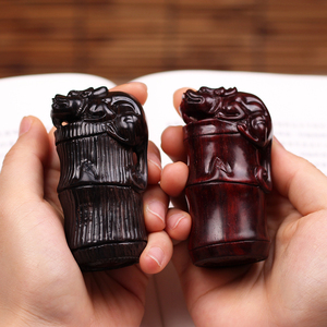 木之言紫光檀手工木雕竹节貔貅手把件节节高升把玩件挂件动物摆件