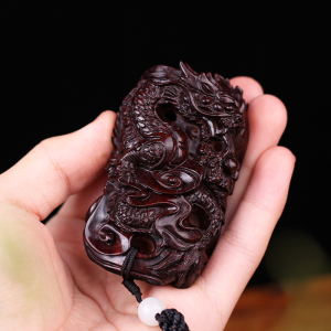 木之言印度小叶紫檀手工木雕龙凤呈祥手把件十二生肖龙把玩件挂件