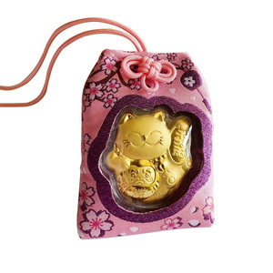 【自营】周大福招财猫御守汽车黄金足金时尚金条项链金片开运