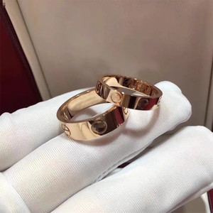 宝卡地亚戒指高彷经典款18k玫瑰金宽窄版男女love情侣对戒婚戒
