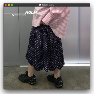 「nolm」折扣 cdg girl 川久保玲 春夏缎面波点褶皱a字半裙