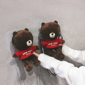 包包女百搭单肩 网红同款ins潮小熊毛毛包抖音可爱布朗熊斜跨包潮