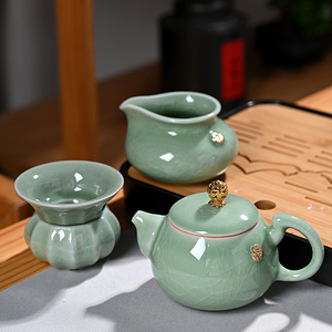 陶瓷懒人茶壶带过滤家用青瓷功夫茶具套装茶杯泡茶器单壶茶漏公道