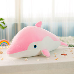 新款羽绒棉c海豚公仔 软绵绵沙发抱枕小海豚毛绒玩具定制logo