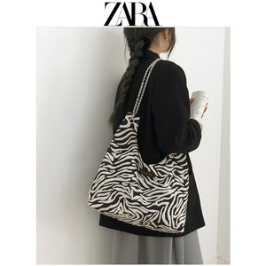 zara女包包大容量包2021新款夏季托特包斜挎包单肩包斑马纹包大包