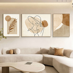 现代简约客厅装饰画抽象艺术人物画北欧风沙发背景墙壁画三联挂画