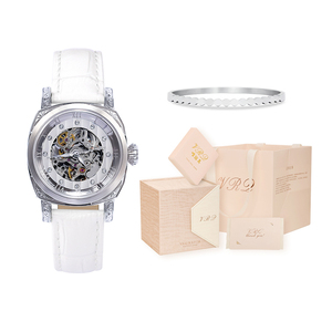 VRQ唯诺其雅典娜白色气质手表高级感镂空机械表女生日礼物送女友