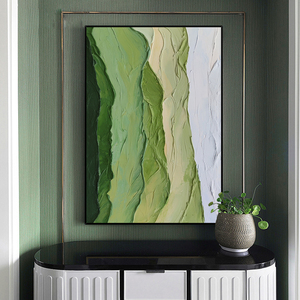 手绘抽象油画 客厅现代简约欧式梯田美式北欧大幅挂画装饰画 绿色