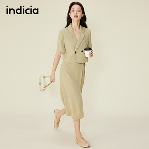 商场同款indicia标记女装2022年春季新款短款休闲西装半身裙套装