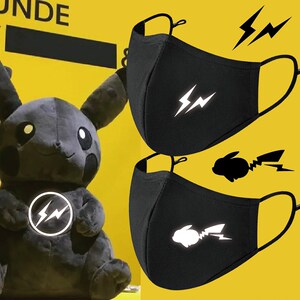 aj藤原浩闪潮流电皮卡丘搞怪潮牌fragment口罩男女男潮款时尚潮
