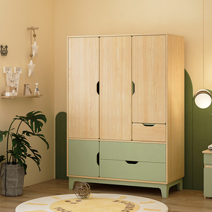 实木拼色衣柜 北欧现代简约松木儿童衣柜小衣柜收纳柜|小鬼当家