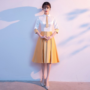 主持人校服大合唱团演出服装诗歌朗诵表演高中学生晚礼服女学院风