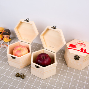 新款六角形款平安果木盒蛇果包装礼品盒实木苹果木盒加工定制礼盒