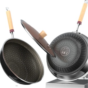 华生浮雕不粘锅炒锅家用316不锈钢炒菜锅电磁炉煤气灶专用锅具