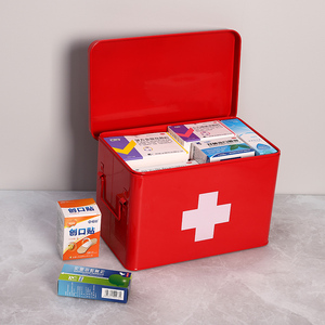 药物收纳盒红十字医疗箱大号大容量多层家用急救箱收纳箱医药箱