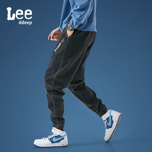 lee ddeep官网牛仔裤男士春夏季新款束脚黑色加肥大码长裤子潮牌