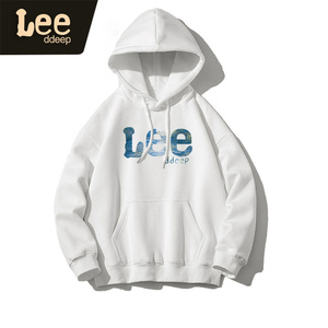 lee ddeep卫衣男潮ins春秋潮牌冬季白色加绒加厚港风情侣连帽外套