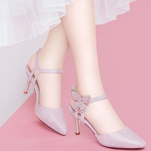 台湾红蜻蜓rd粉色高跟鞋女配裙子的鞋伴娘鞋包头单鞋