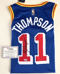 汤普森亲笔签名球衣勇士复古 thompson克莱汤普森签名球衣库里