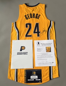 保罗乔治签名球衣步行者24号 pg保罗乔治亲笔签名球衣 带双证书