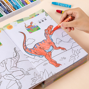 恐龙涂色画本3-6岁宝宝涂色绘本幼儿园儿童画画本涂鸦填色绘画册