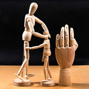 绘画人偶模型多关节仿实木木头儿童可动木手假人模型全身人体木制