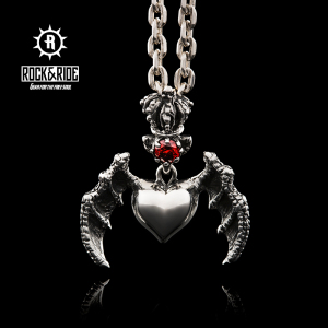 【官方正品】美国rockride 恶魔之心吊坠 925纯银项链男女