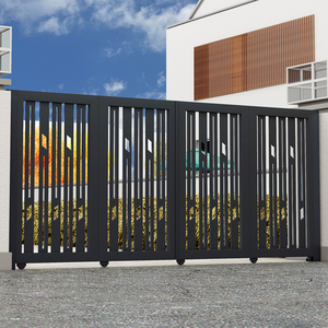 电动遥控户外折叠门庭院门别墅自动门双开门铁艺大门乡村围墙家用