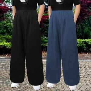 新款亚麻太极裤女春秋棉麻太极服灯笼裤太极拳武术训练功男旗舰店