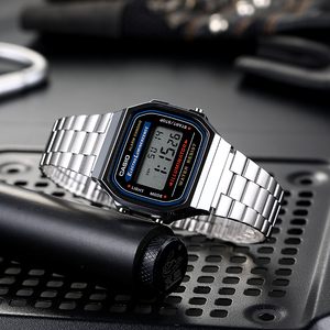 casio卡西欧电子手表复古经典小银表小方块金属表男表a168wa-1w