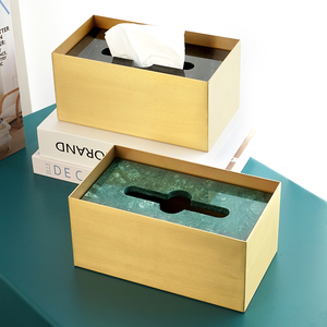 兰田黄铜大理石纸巾盒现代创意高档轻奢北欧ins风家用客厅抽纸盒