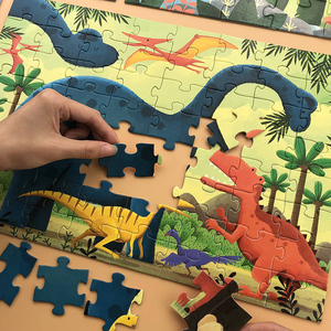 儿童恐龙阶梯拼图3到6岁2手工加厚积木益智拼装4玩具平图8-10男孩