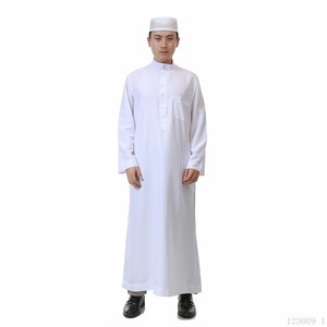 新款礼拜服迪拜旅游服装长袍回族服饰立领水洗绒民族风阿拉伯男装