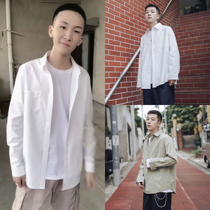 快手红人张诗尧赵逸轩同款衬衫潮男网红社会精神小伙长袖衬衣外套