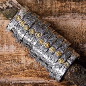 韩国ssom 18k金6瓣蔷薇 925纯银唐草手镯日本松井手作 dearblo