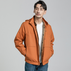 mingz明制男装短款棉服外套男连帽工装驼绒长袖可拆卸休闲棉服帅