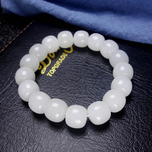 【晨曦玉阁】新疆天然和田玉羊脂白珠子老型珠山料手串手链